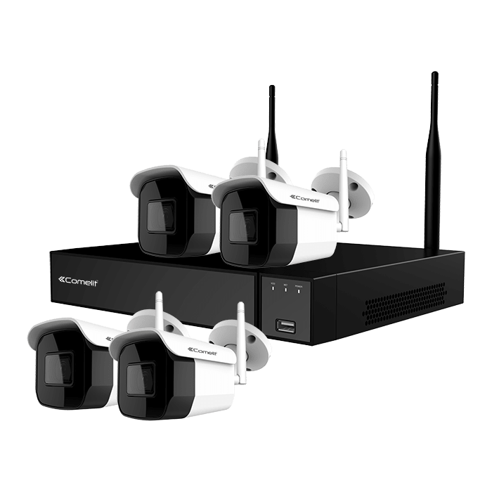 COMELIT - Serie Smart - Kit Wi-Fi con NVR 4 canali 2MP, 4 telecamere IP, senza HDD WIKIT004S02NA