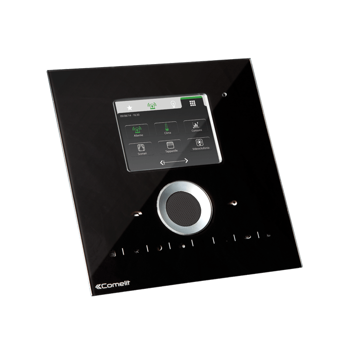 COMELIT - Serie Planux Manager - Touch screen 3.5" supervisore LUX nero, cover cristallo, videocitofonia SB2, gestione domotica