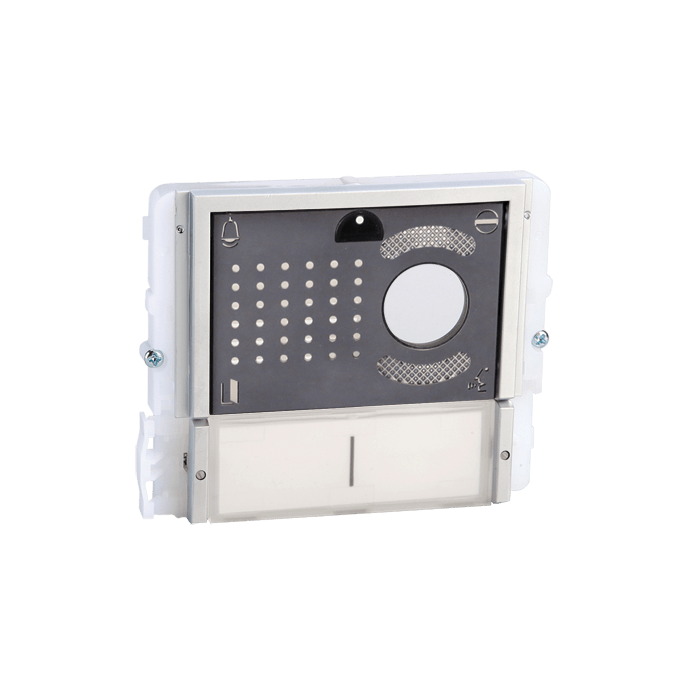 COMELIT - Serie Ikall Metal - Modulo 2 pulsanti predisposto per unità audio/video, mascherina acciaio inox, illuminazione LED blu/bianco/spento