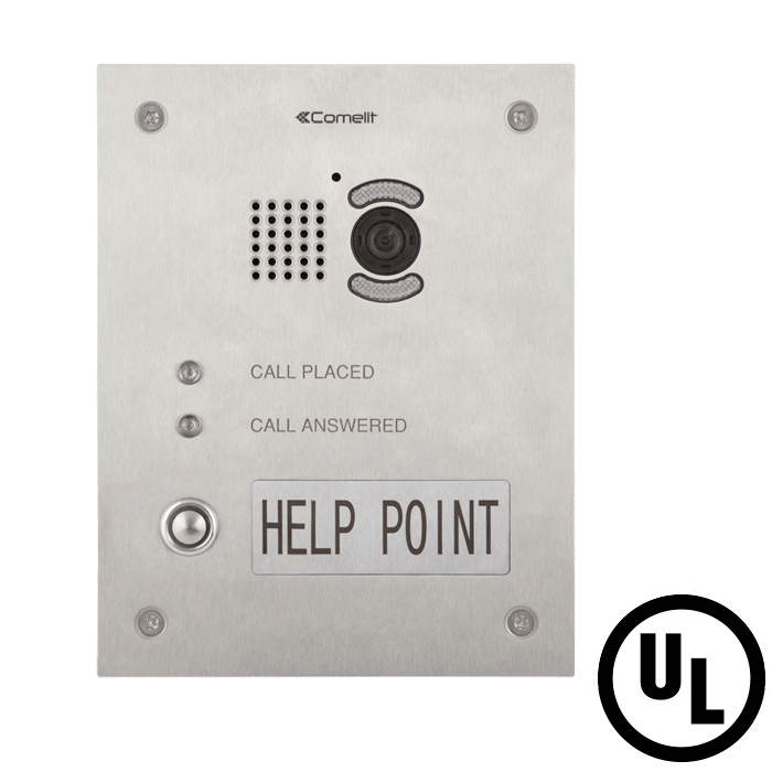 COMELIT - Serie Emergency - Pulsantiera video Help Point da incasso in acciaio inox, 1 pulsante, sistema ViP, audio/video PoE, LED stato, H.264