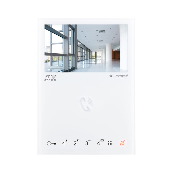 COMELIT - Serie Mini Wi-Fi - Monitor 4.3"/16:9 vivavoce per kit 8561V, sistema ViP, Wi-Fi integrato, 7 pulsanti soft touch, preprogrammato, PoE