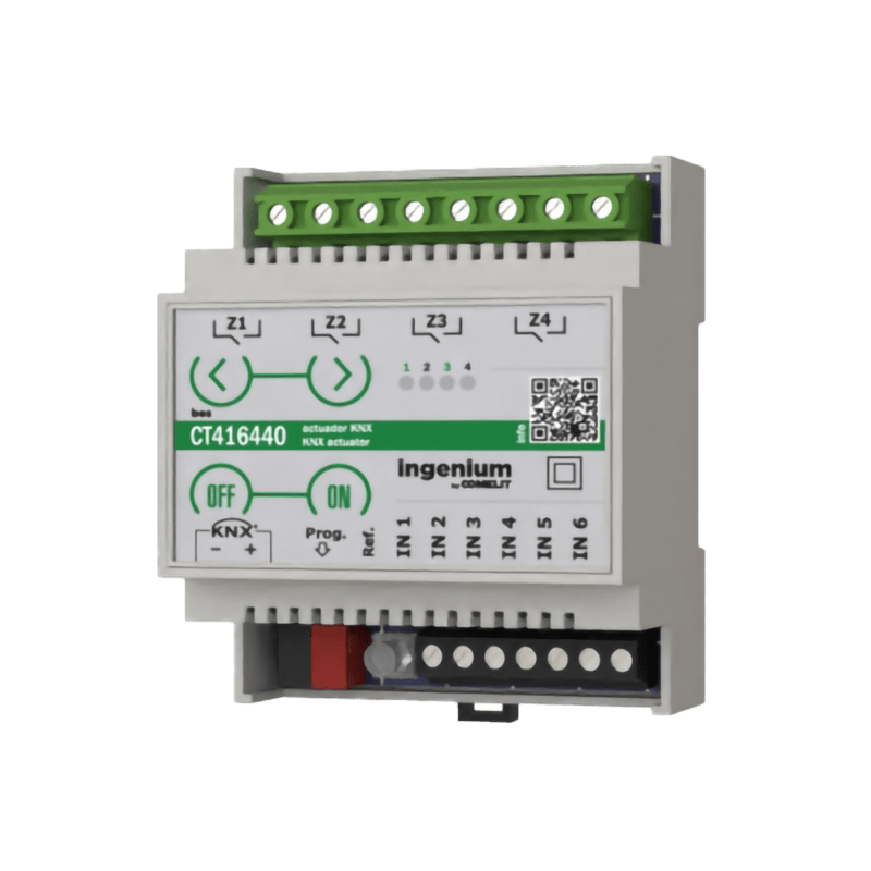 COMELIT - Attuatore KNX 6 ingressi/4 uscite relè 16A con comando manuale, modalità multiple, DIN 4 moduli, supporto per UAL
