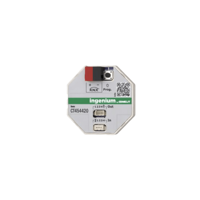 COMELIT - Modulo KNX 4 ingressi/4 uscite SELV, per pulsanti tradizionali, LED segnalazione, 45x45mm, supporto per UAL