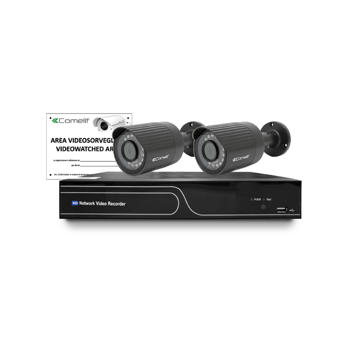 COMELIT - Serie Advance - Telecamera IP bullet 8MP, ottica varifocale motorizzata 2.8-12mm, LED IR 50m, alluminio IP67, 12V e PoE, ONVIF