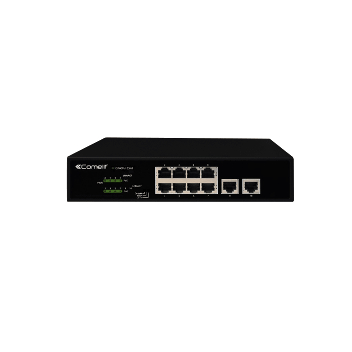 COMELIT - Serie Advance - Switch PoE 8 porte + 2 uplink gigabit, compatibile sistema ViP