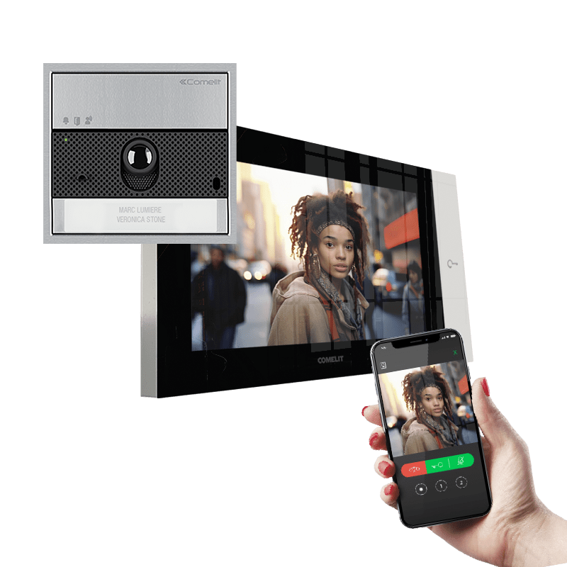 COMELIT - Serie 7 Top - Kit video monofamiliare con posto esterno Ultra e videocitofono 7" Wi-Fi, sistema ViP, derivatore 1440A incluso