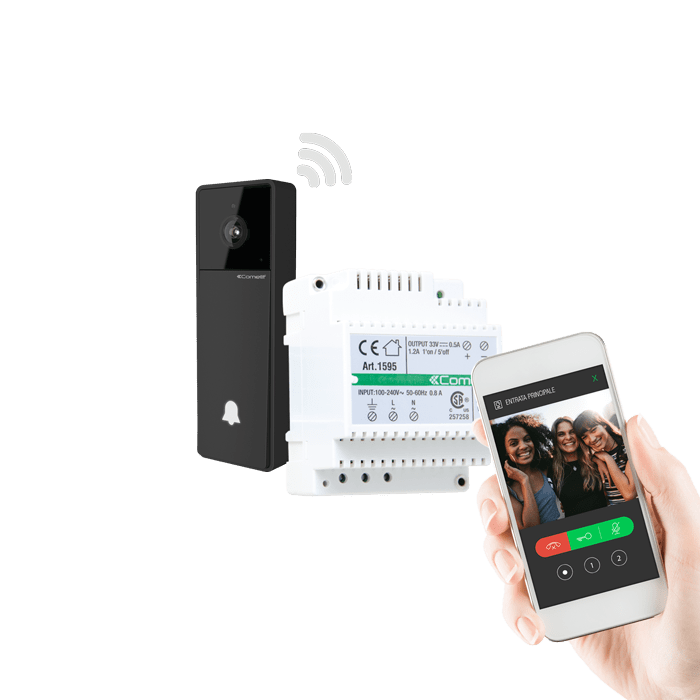 COMELIT - Serie Visto - Kit video monofamiliare campanello smart Wi-Fi con alimentatore, sistema ViP, gestione da app Comelit