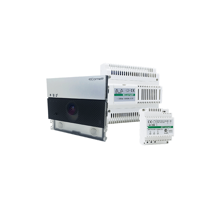 COMELIT - Serie Ultra - Kit base impianto video, sistema Simplebus 1, modulo audio/video UT1020 + miscelatore 4888C + alimentatore 1595