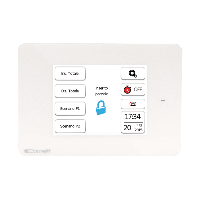 COMELIT - Serie Vedo - Tastiera touch 3.5" bianca con RFID, 3 ingressi/uscite, verifica video 4 telecamere, 125x85mm