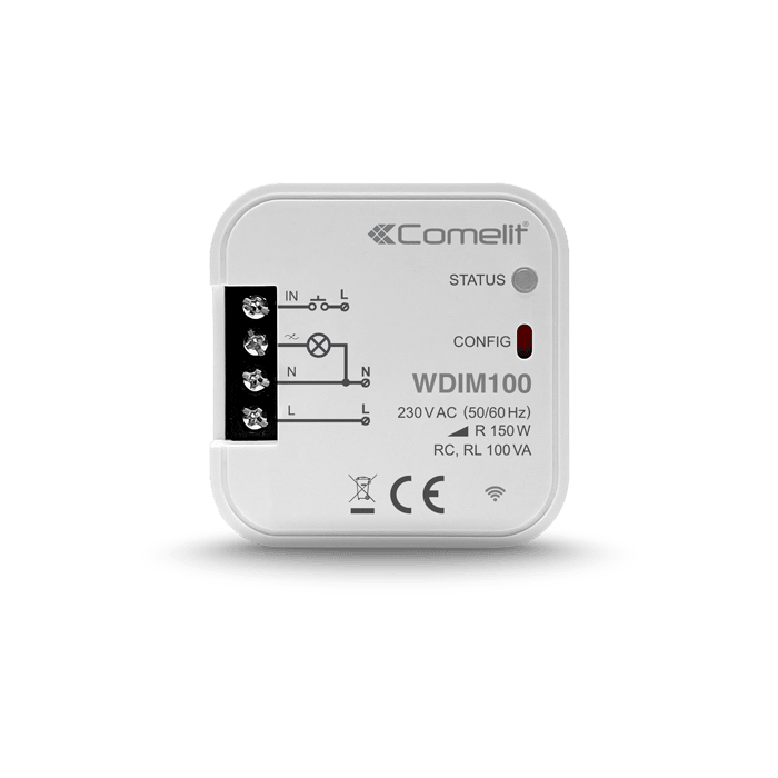 COMELIT - Serie WiFree - Modulo Wi-Fi dimmer luci, 1 ingresso/1 uscita, 150W resistivi/100VA capacitivi, app/voice