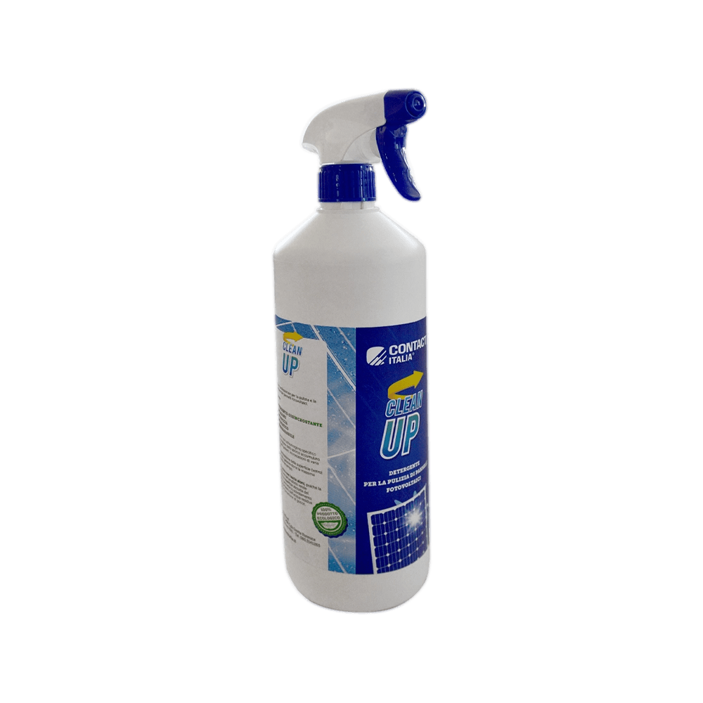 CONTACT - Detergente per moduli fotovoltaici 1 lt, cleanup per la pulizia dei pannelli solari, flacone da 1 litro.