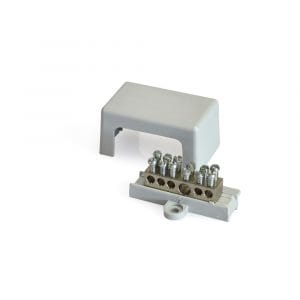 CONTACT - Morsettiera equipotenziale in ottone nichelato a 6 fori con coperchio per derivazioni elettriche.