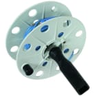 DEHN - Bobina in plastica grigia, larghezza 40 mm con spinotto e 25 m di cavo blu 0,75m m².