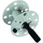 DEHN - Bobina in plastica grigia, larghezza 80 mm con spinotto, senza cavo.