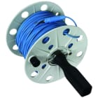DEHN - Bobina in plastica grigia, larghezza 80 mm con spinotto e 100 m di cavo blu 0,75 mm².