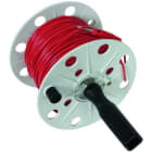 DEHN - Bobina in plastica grigia, larghezza 80 mm con spinotto e 100 m di cavo rosso 0,75mm².