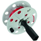 DEHN - Bobina in plastica grigia, larghezza 40 mm con spinotto e 25 m di cavo rosso 0,75mm².