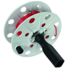 DEHN - Bobina in plastica grigia, larghezza 40 mm con spinotto e 25 m di cavo rosso 0,75mm².