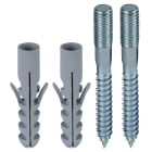 DEHN - Set di fissaggio con 2 viti prigioniere M 10x20mm, 2 tasselli D 12mm per barra equipotenziale in acciaio inox.