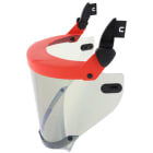 DEHN - Visiera protettiva provata con arco elettrico, clip e sottomento trasparente, classe 2, valore ATPV: 14 cal/cm².