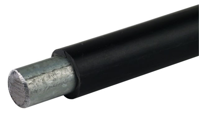 DEHN - Conduttore tondo 10/13mm Fe/tZn lunghezza matassa 50m +/-5% con rivestimento in materiale plastico nero CONDUTTORE TONDO 10/13MM FE/TZN, L 50M.
