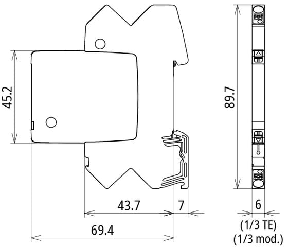 DEHN - Scaricatore combinato per 1 coppia di fili con indicazione ottica di funzionamento BLITZDUCTORCONNECT BCO ML2 BD HC5A 24.