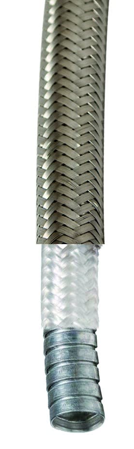 DKC EUROPE - Tubo flessibile inox AISI 304, rivestimento fibra di vetro e treccia inox, diametro 40x48 mm, AD40. Tubo flessibile 40x48 inox rivestimento fibra e treccia inox.