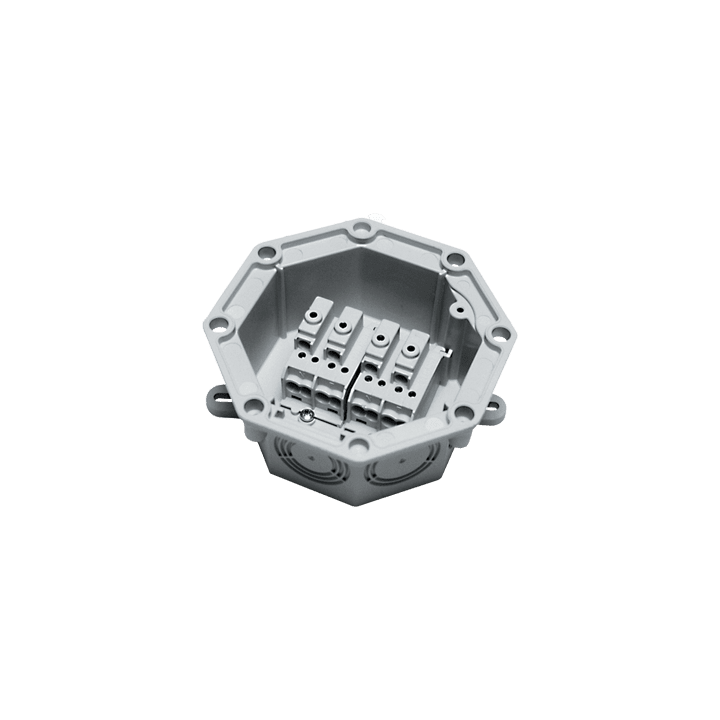 DKC EUROPE - Serie UPM - Cassetta derivazione in PA6 V0 equip., morsett. multi 4 poli 10 mmq, dim. 128x128 mm UPM10/10 CASSETTA DERIV.PLAST.