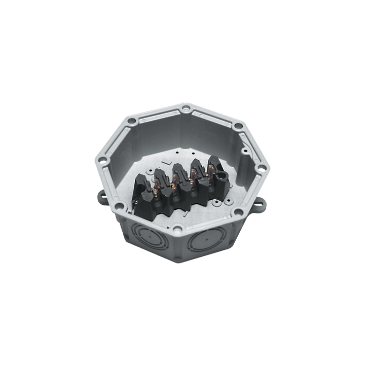 DKC EUROPE - Serie UPM - Cassetta di derivazione in plastica PA6 V0, morsettiera nodale 4 poli 25 mmq, dimensioni 183x183 mm UPM25/1 CASSETTA DERIV.PLAST.
