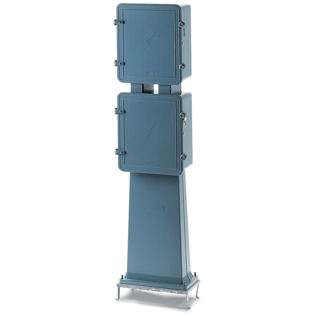 DKC EUROPE - Serie RP Colonnina stradale in allum., con cass. a 2 vani e piedist., dim. 506x515x293 mm BRP600A/FS/PT COLONNINA STRAD.ALL.