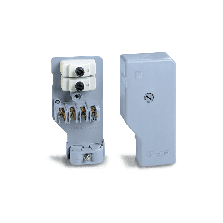 DKC EUROPE - Morsettiera da incasso palo a doppio isolamento, 4 poli, 1 fusibile, feritoia 45x186 mm per scatola di giunzione MGN/410/1.