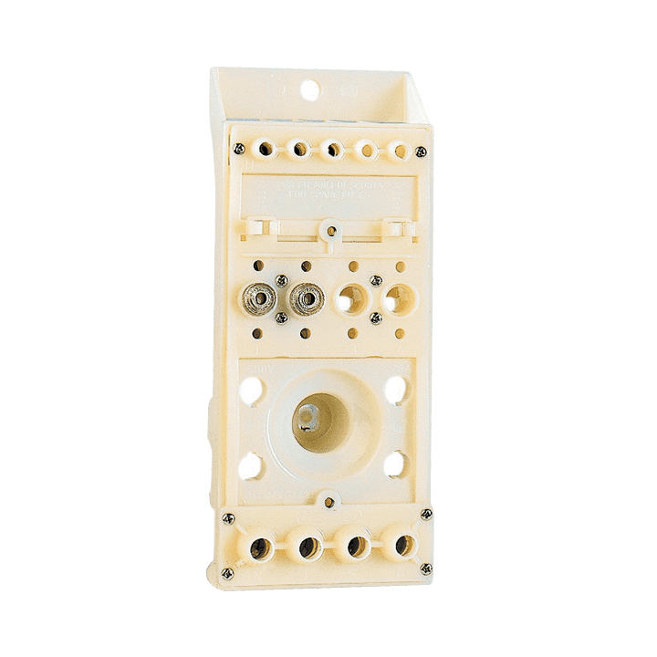 DKC EUROPE - Morsettiera da incasso palo a doppio isolamento, 4 poli, 3 fusibili, feritoia 100x300 mm, MVS/435/3 per palo I.P.