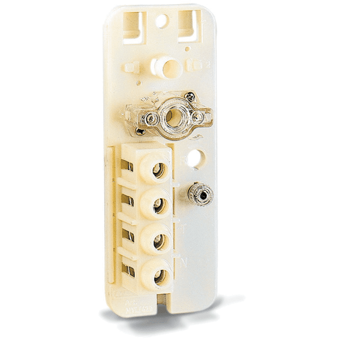 DKC EUROPE - Morsettiera da incasso palo a doppio isolamento, 4 poli, 1 fusibile, feritoia 100x300 mm, codice MVL/435/1.