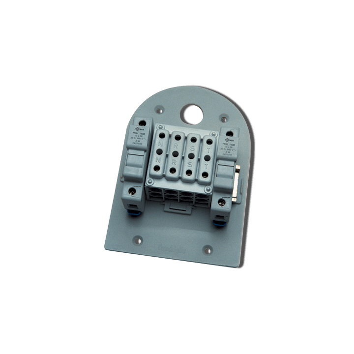 DKC EUROPE - Acc. per Serie SCF - Piastra equipaggiata con morsettiera 4 poli, sez. nominale 35 mmq e 1 portafusibile PSC/F2/2 PIASTRA PORTA APPAR.