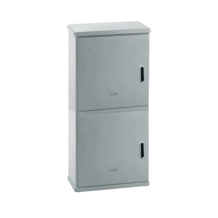 DKC EUROPE - Armadio in vetroresina a 2 vani con serratura, dim. 546 x 1110 x 308 mm (BxAxP) BVT-BVN BVT/0-P ARMADIETTO VETRORES.