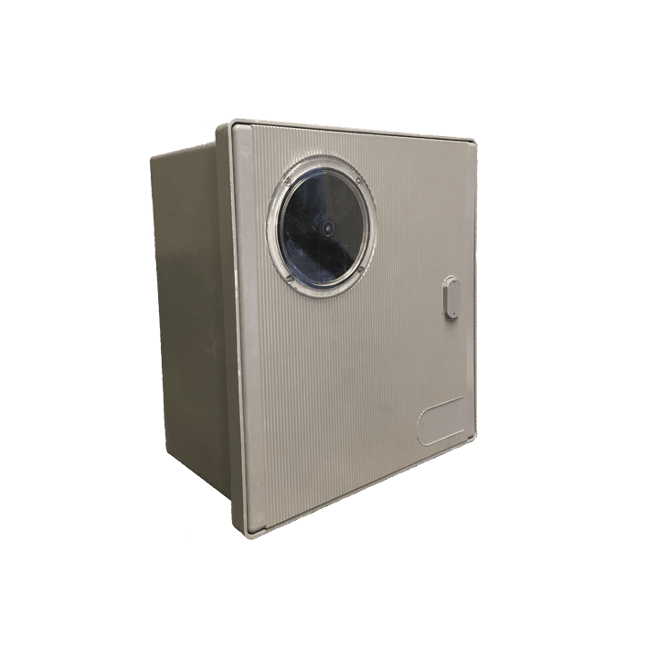 DKC EUROPE - Serie CPRT - Cassetta per contatori trifase con coperchio rigato e oblò, conforme ENEL DS4556, armadietto vetrores.