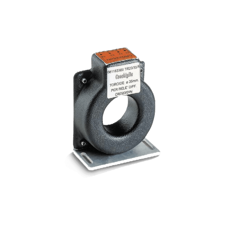 DKC EUROPE - Toroide per relè differenziale TR23/35/R, diametro foro cavi 35 mm, installazione a parete.