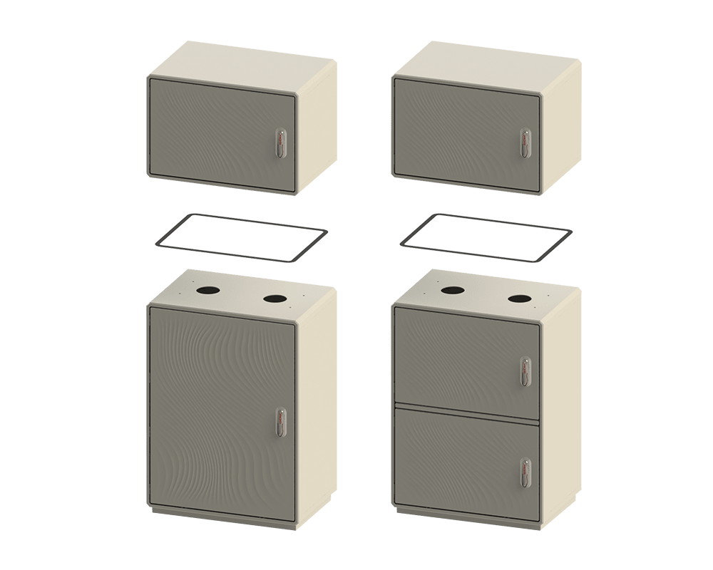 DKC EUROPE - Esecuzioni speciali per Serie GRAFI - Foratura armadio per montaggio sopralzo, 2 fori diametro 85mm G-EA/MS/I ESEC. DI FORATURA.