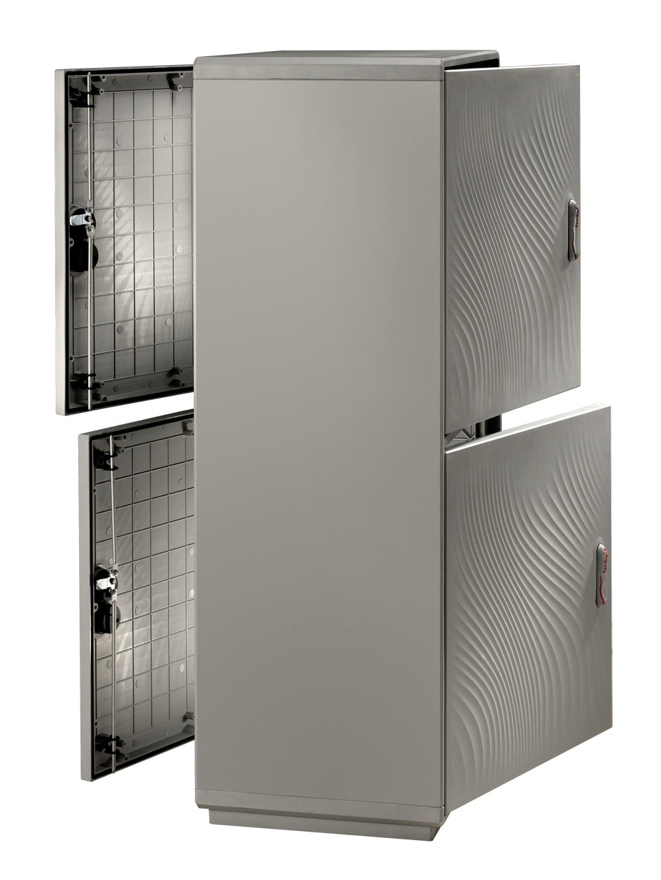 DKC EUROPE - Esecuzioni speciali per Serie GRAFI - Accesso bifacciale ai vani su armadi 2 vani e 2 vani c/zocc. ESEC.BIFACCIALE SU ARMA.