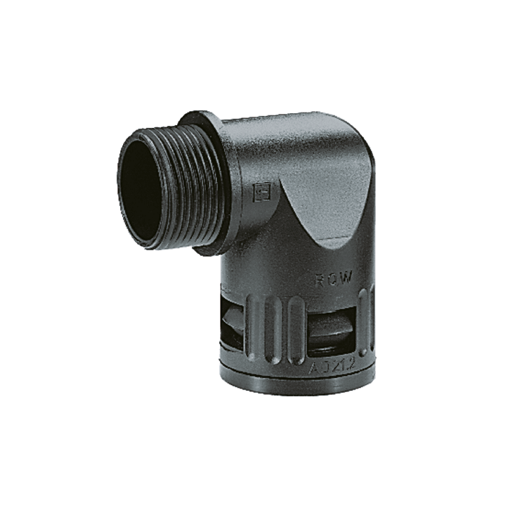 DKC EUROPE - Raccordo gomito 90° metrico M32 filetto maschio plastico nero IP66 AD34,5.