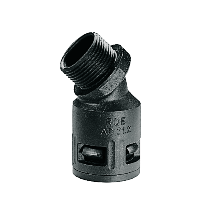 DKC EUROPE - Raccordo curvo 45° M50 filetto maschio plastico IP68 nero AD54,5