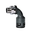 DKC EUROPE - Raccordo curvo 90° PG29 AD34,5 nero IP68 filetto maschio metallico girevole.