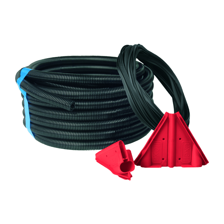 DKC EUROPE - Tubo flessibile poliammide PA6 chiusura zip 36x42,5mm nero AD42,5 - FLEXAZIP Kit 10 metri.