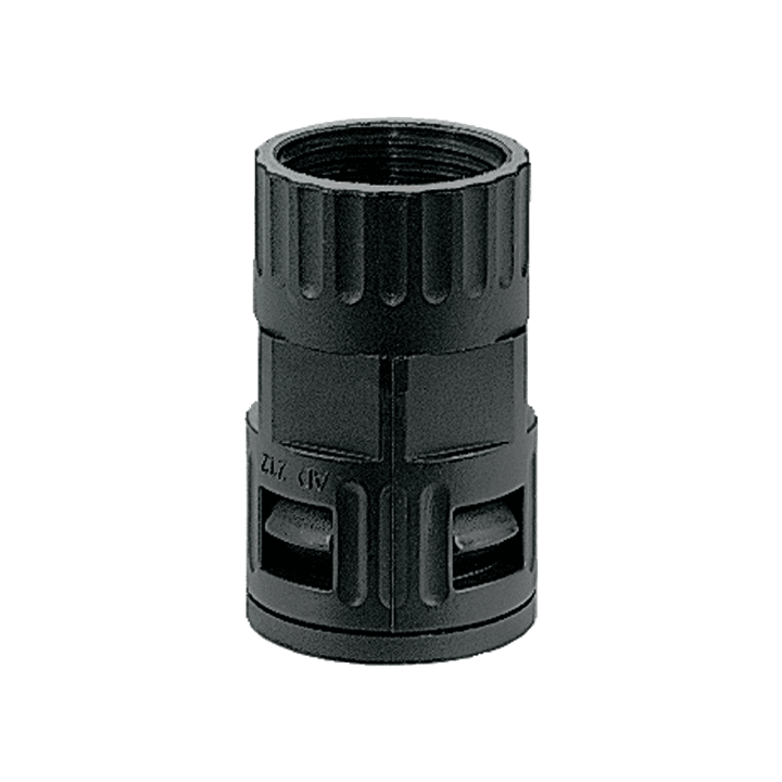DKC EUROPE - Raccordo femmina ad innesto rapido in PA, filetto UNEF 5/8-24, nero, IP68, AD13.