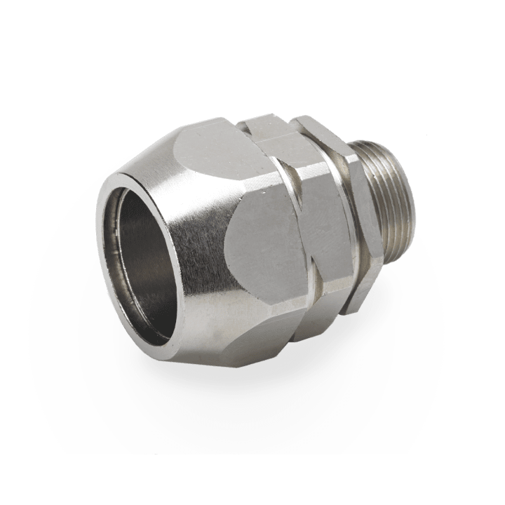 DKC EUROPE - Raccordo metallico maschio fisso M50 per tubo in PA AD54,5 con treccia metallica.