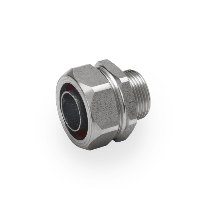 DKC EUROPE - Raccordo metallico maschio fisso in acciaio inox AISI 316L M20x1,5, AD16, filettatura flessibile.