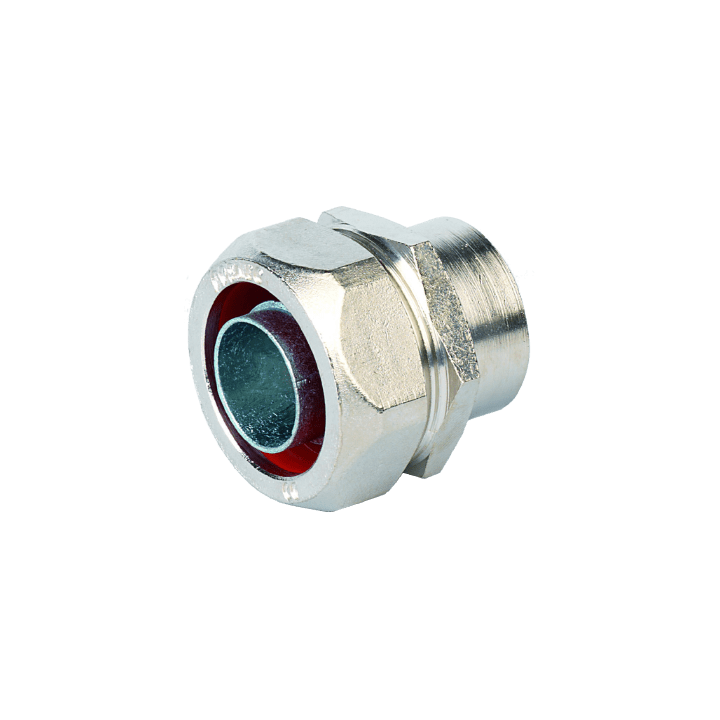 DKC EUROPE - Raccordo metallico femmina fissa M16 per tubo flessibile AD10 nichelato ottone.