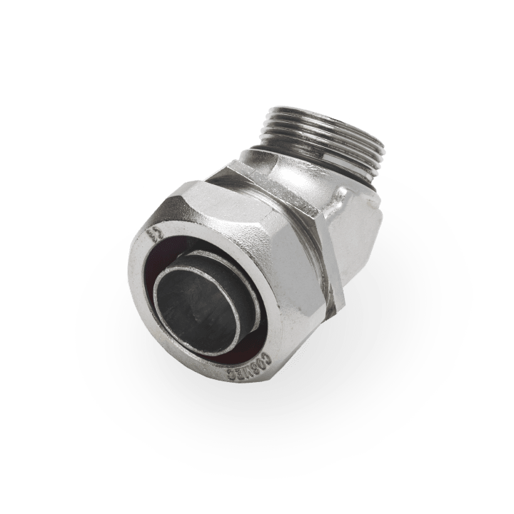 DKC EUROPE - Raccordo metallico curvo 45° M20 per tubo flessibile AD16.