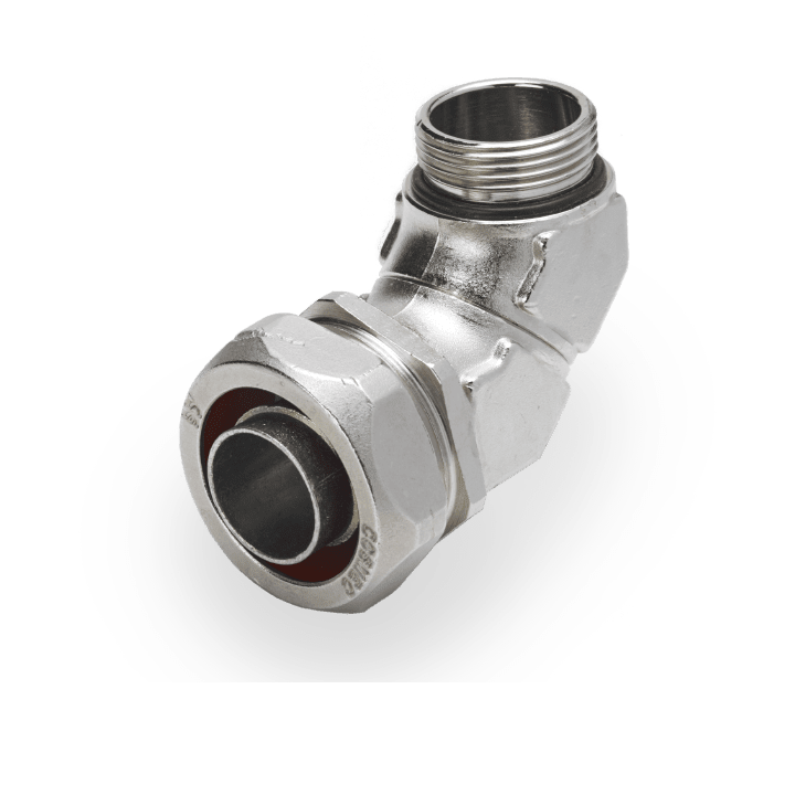 DKC EUROPE - Raccordo metallico curvo 90° M16 per tubo flessibile AD12.