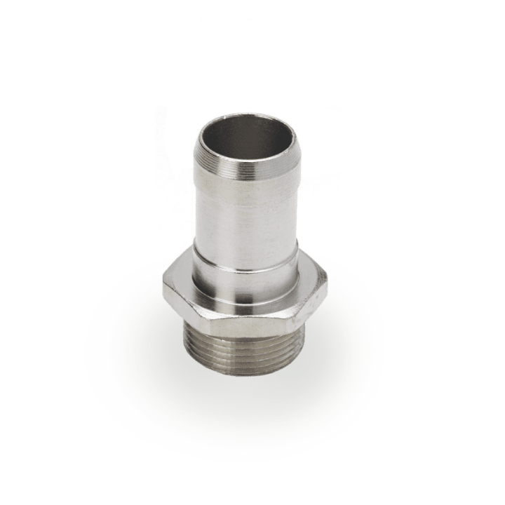 DKC EUROPE - Raccordo portagomma in ottone nichelato per tubo flessibile PVC, filettatura GAS 1/4" AD10 RAC.MET. PORTAGOMMA G1/4 T.FLESS.10